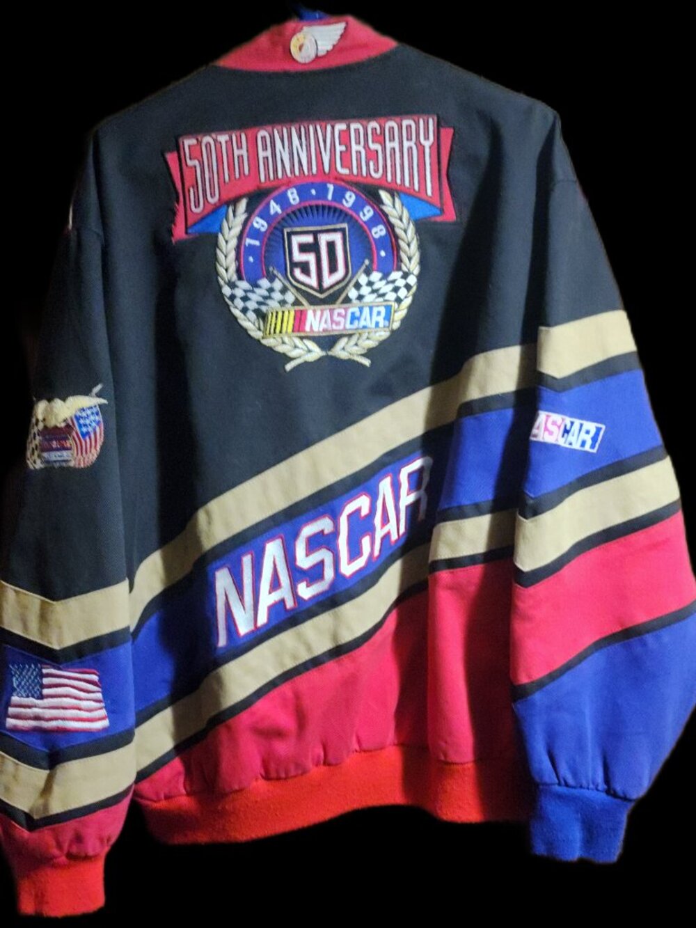 Vintage 1998 Jeff Hamilton NASCAR 50th Anniversary Racing Jacket Black Men's XXL